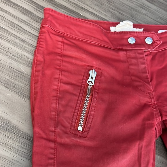 ISABEL MARANT POUR H&M RED WAXED MOTO BIKER PANTS SIZE 6 - Picture 2 of 16